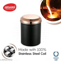 Modern Jars & Containers - LXHXW: 13.5X 16.5 X13.5 cm, MATT BLACK With ROSE GOLD LACQUERED S.Steel Lids, Stainless Steel, Other, Pack of 4